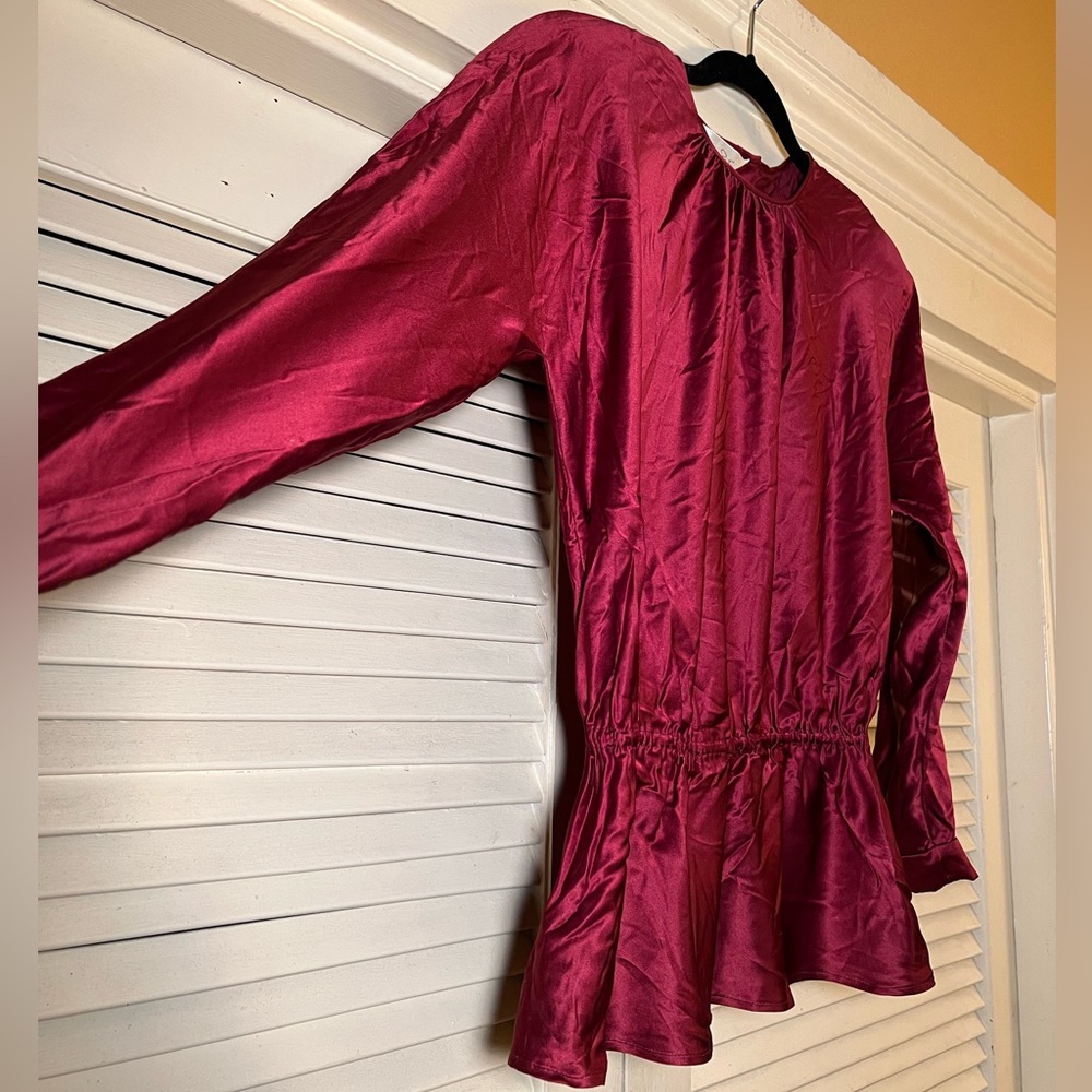 Vintage 80s Oscar de la Renta Silk Peplum Blouse Top Shirt, size medium large - Picture 8 of 14